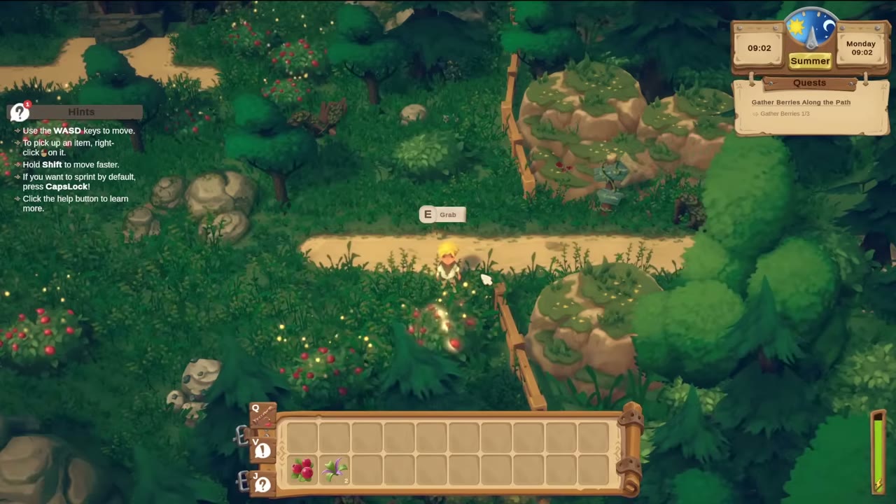Demo opening: overgrown farm, HUD and first chores on grandpa's land